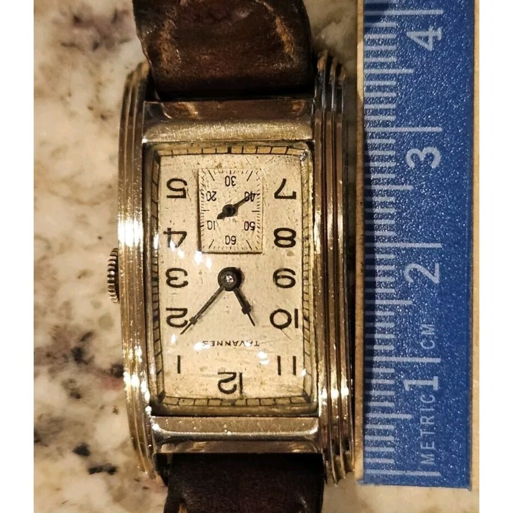 Vintage‎ Tavannes Art Deco Watch Shock Gold Tone Clamshell Case Needs Service - Picture 12 of 15